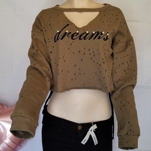 Olive Long Sleeve "DREAMS' Top
